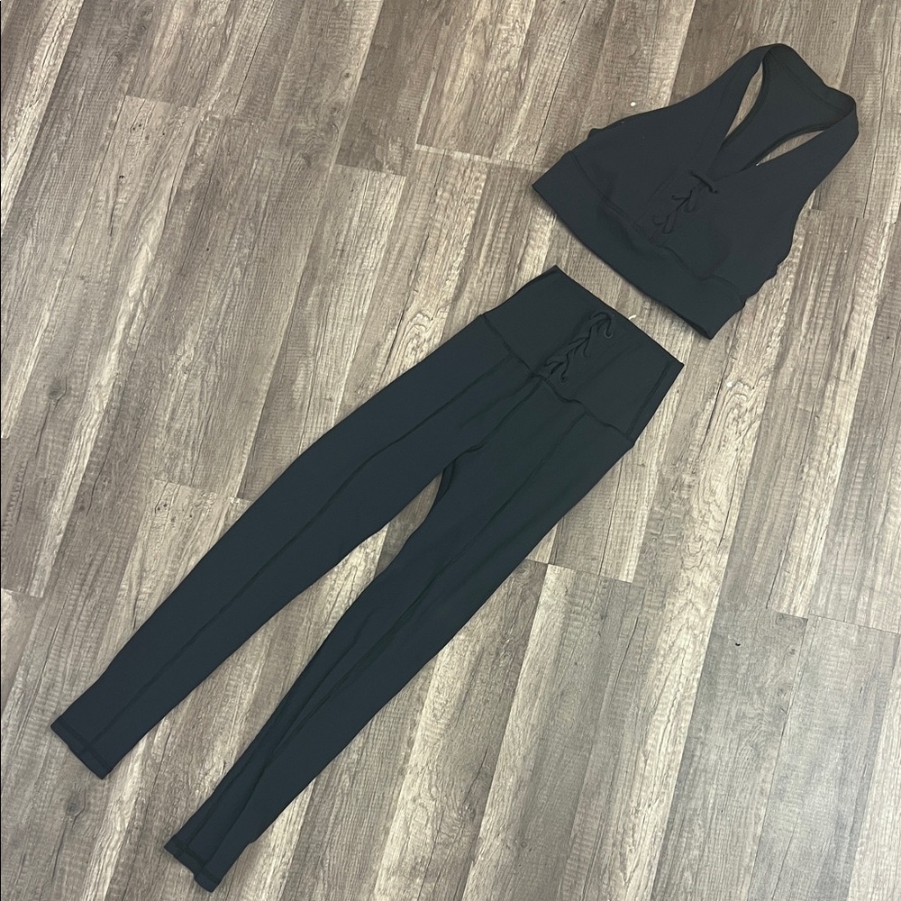 Black Offline Aerie top and Leggings Set